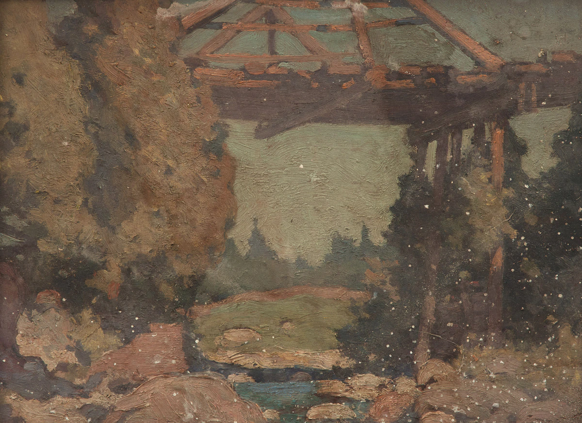 John William Beatty, The Bridge at the Devil's Elbow, oil on board