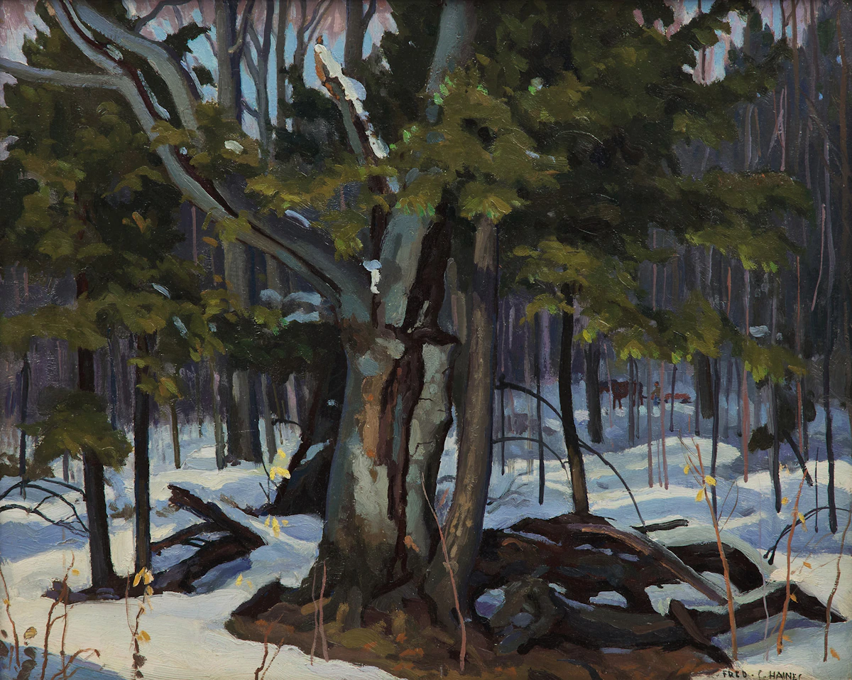 Frederick Stanley Haines, Winter, North Hatley, oil on board