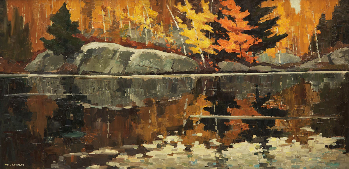 Thomas Keith Roberts, Reflections, Opeongo River, oil on board