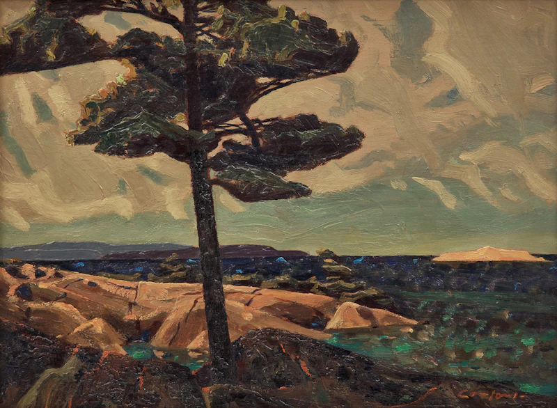 Charles Fraser Comfort, The Lismer Tree, Georgian Bay, oil on panel