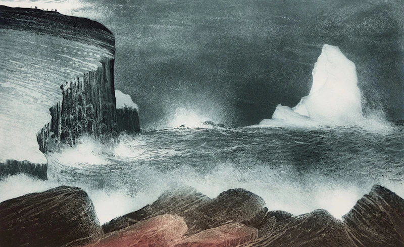 David Lloyd Blackwood, April Iceberg off Bragg's Island, colour etching and aquatint
