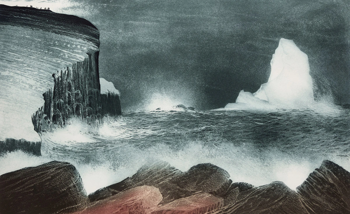 David Lloyd Blackwood, April Iceberg off Bragg's Island, colour etching and aquatint, 1976