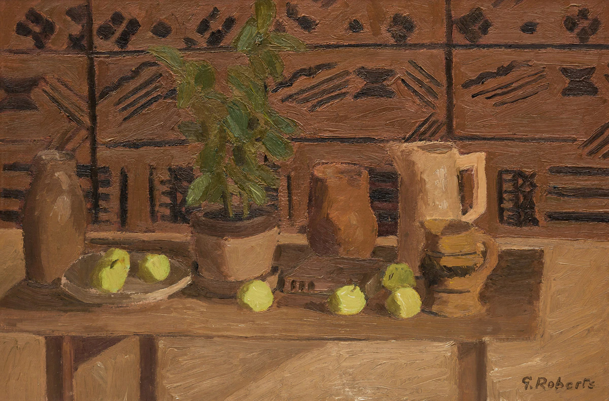 William Goodridge Roberts, Still Life with Green Apples, circa 1947, oil on board