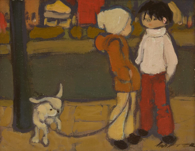 Two Boys with a Dog by William Arthur Winter