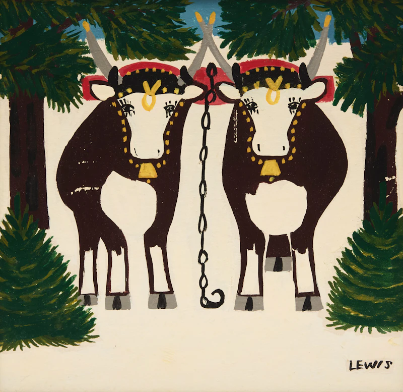 Winter (Yoke of Oxen with Three Legs) by Maud Lewis