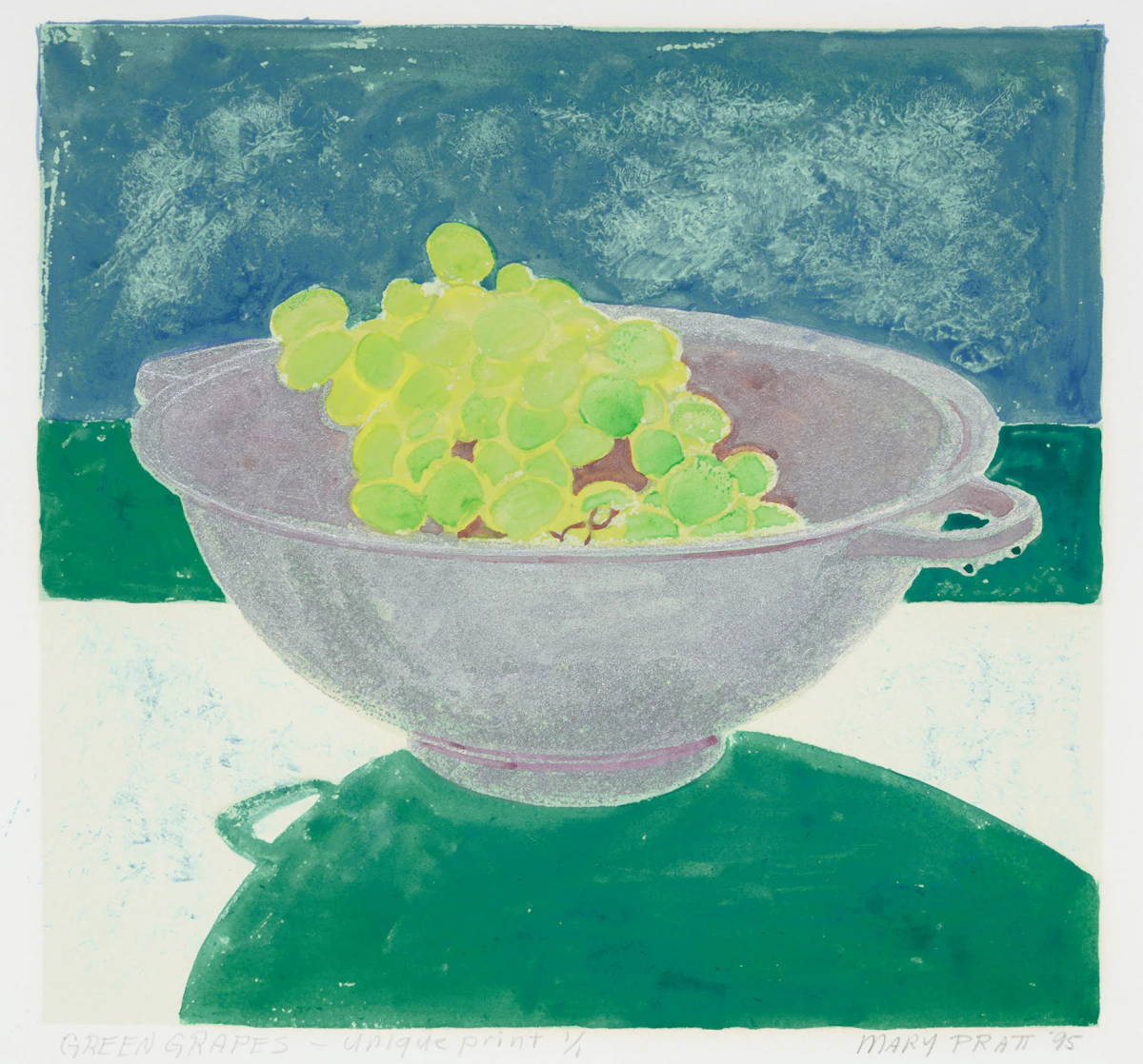 Mary Pratt, Green Grapes, colour monotype print, 1995