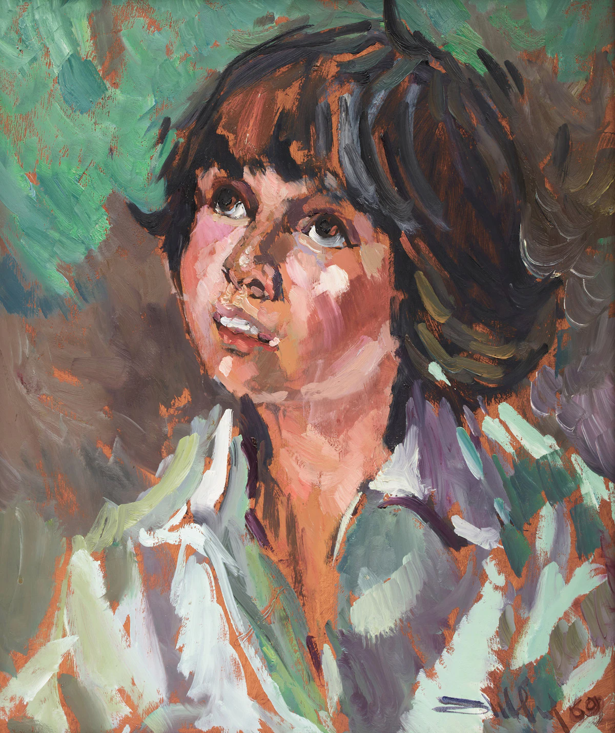 Arthur Shilling, Untitled, Head Study of a Child, oil on board, 1969