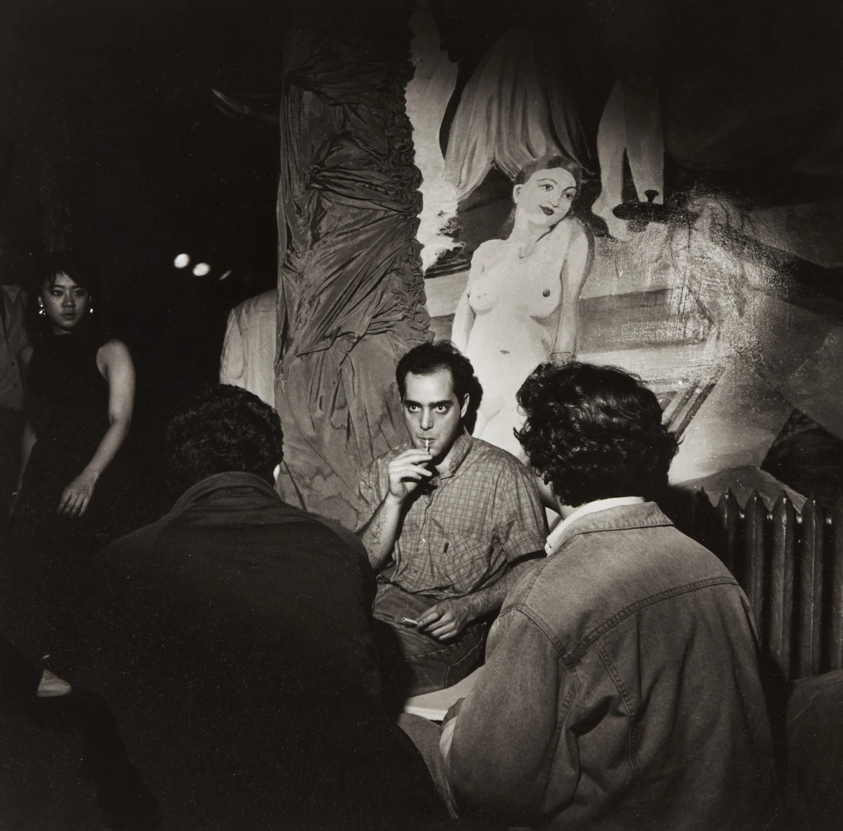 Larry Fink, Man with Reefer, Nude on Wall, NYC, gelatin silver print, 1988