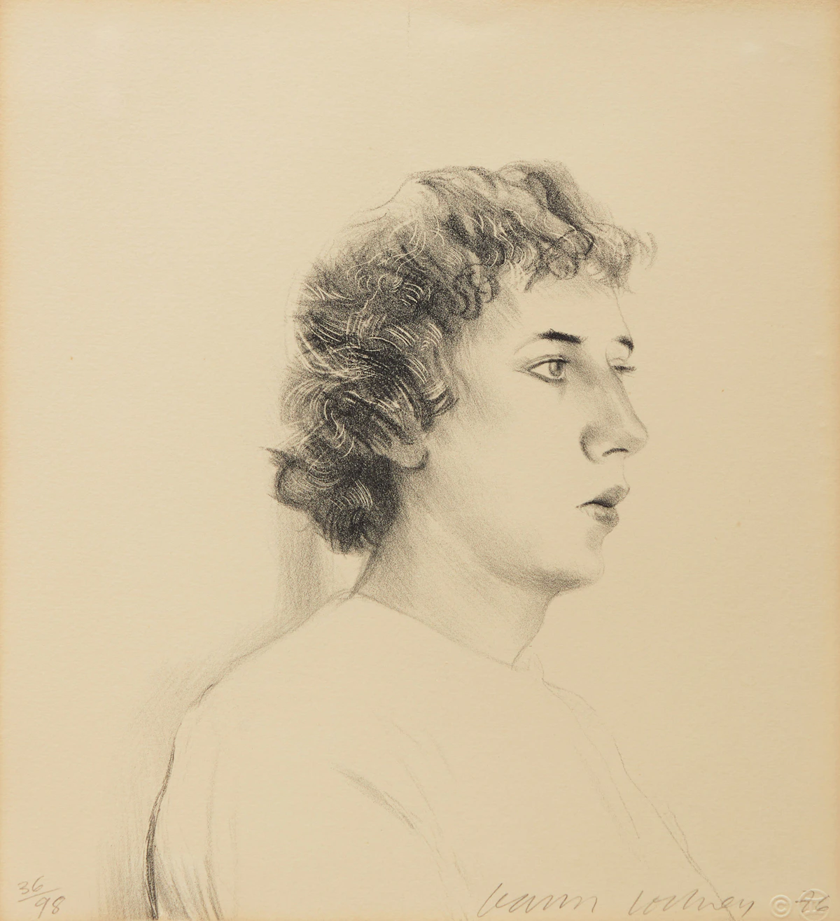 David Hockney, Small Head of Gregory (Museum of Contemporary Art, Tokyo 173), lithograph, 1976