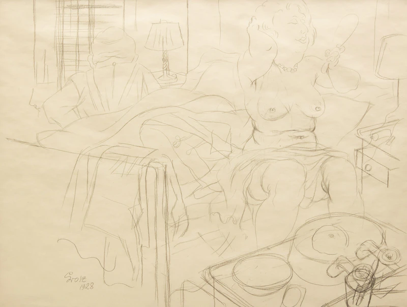 George Grosz, Die Toilette, pencil on paper