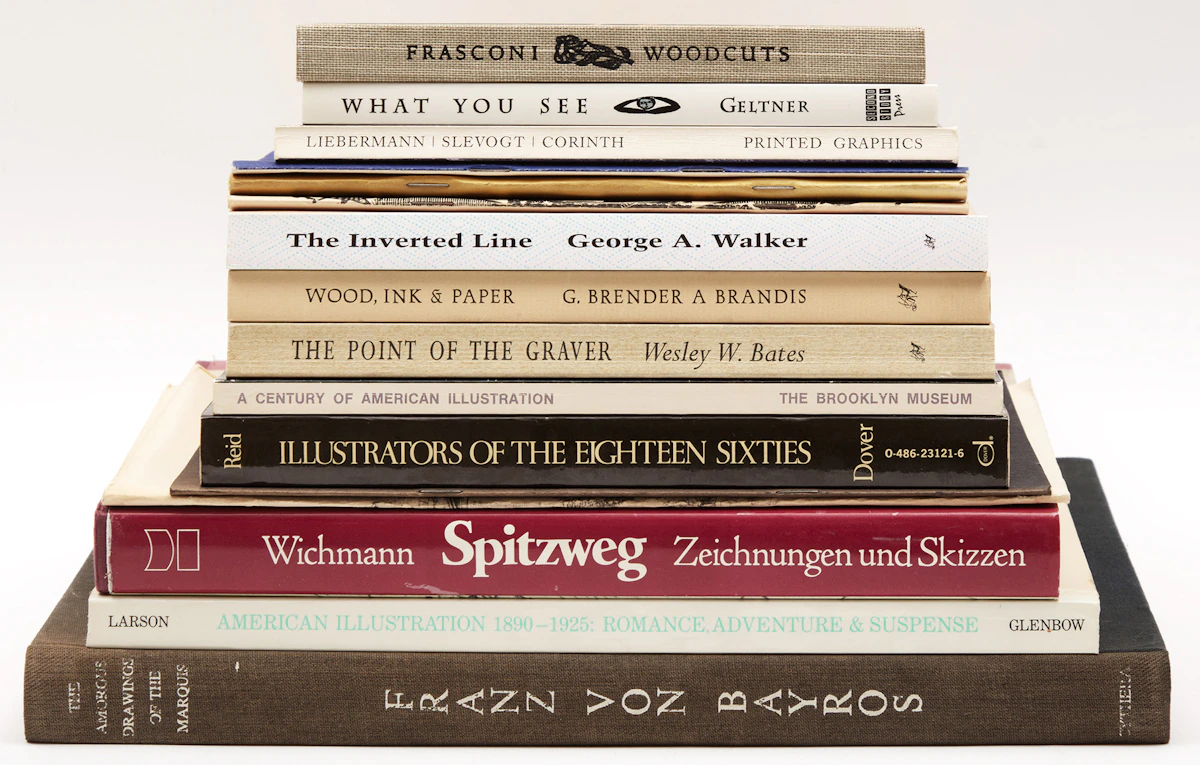 Books and Reference, A Selection of Fifteen Woodcut and Drawing Art Reference Books and One Pamphlet, 15 books and 1 pamphlet