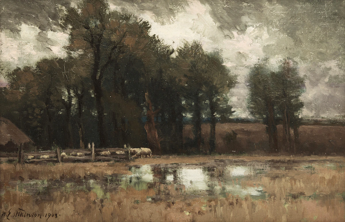William Edwin Atkinson, Untitled (Evening Landscape), oil on canvas, 1903
