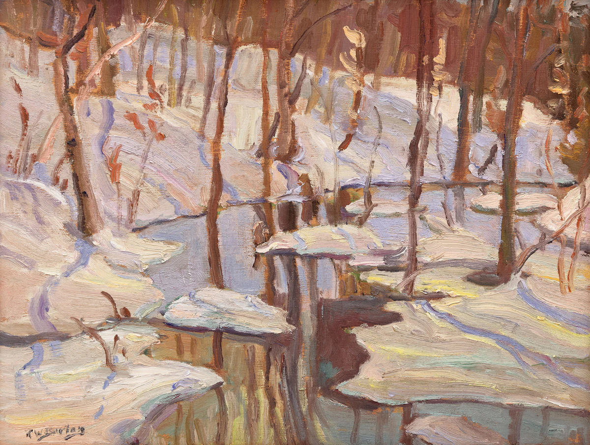 Ralph Wallace Burton, Spring Creek near Buckingham, Que., 1967, oil on board