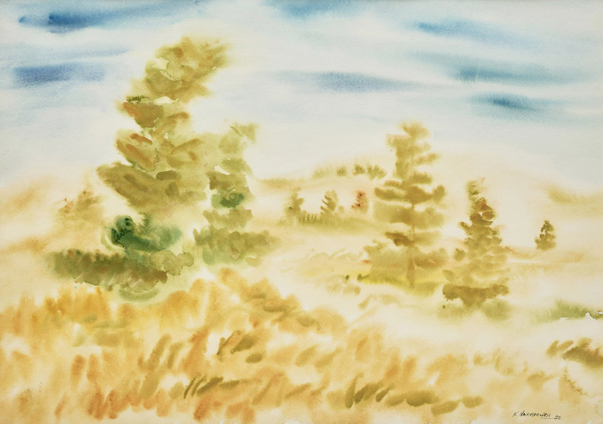 Kazuo Nakamura, Landscape, watercolour, 1952
