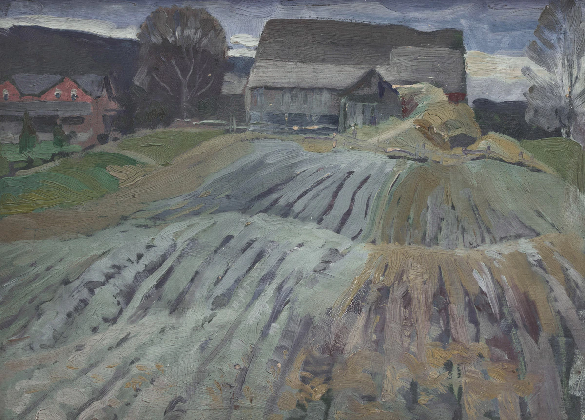 Frederick Alexander Fraser, Untitled (Blue Field), oil on board, circa 1926