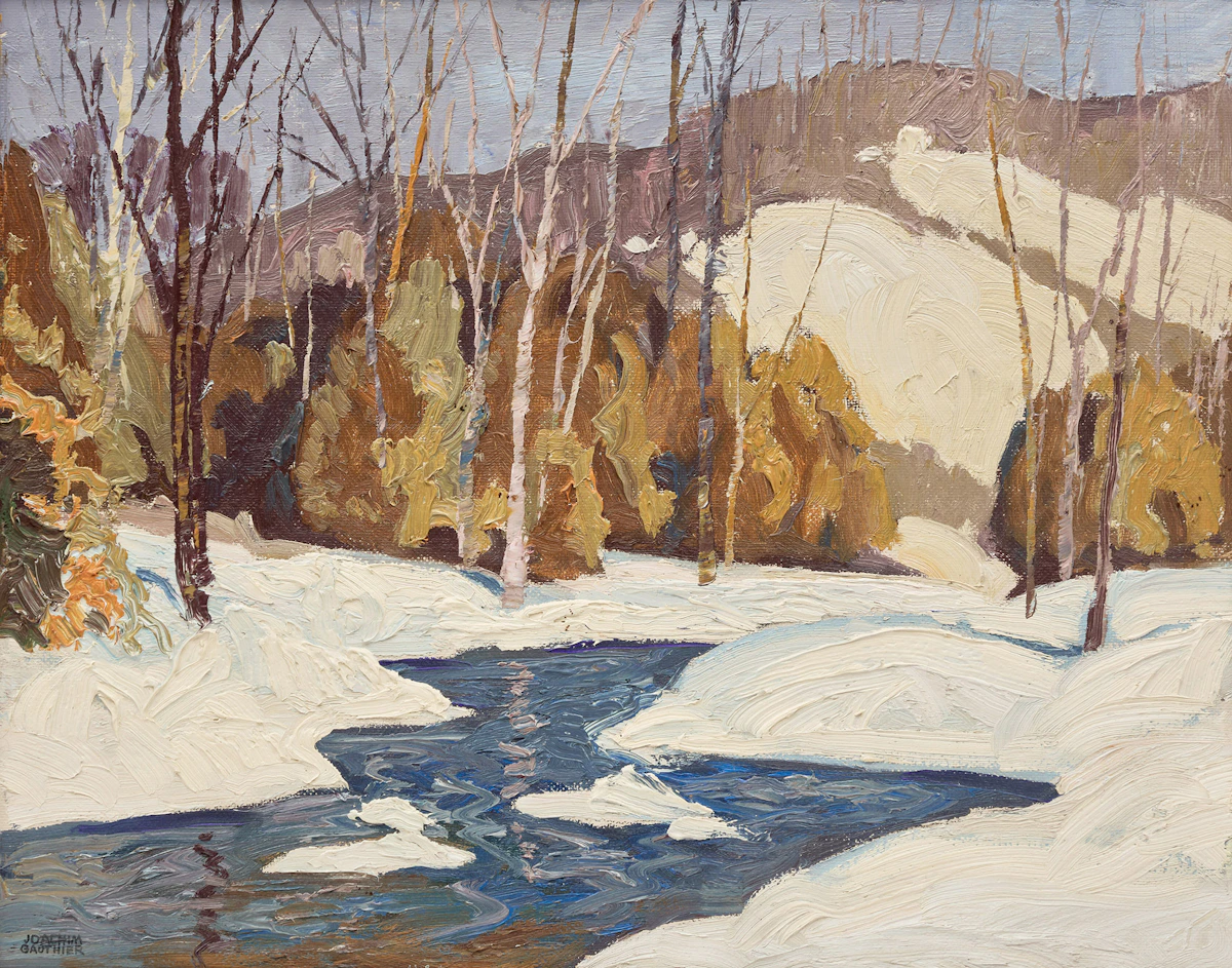 Joachim George Gauthier, Credit River, Snowbound (Forks of the Credit), oil on canvas laid down on board