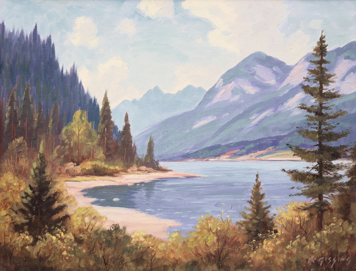 Roland Gissing, Kootenay Lake, oil on canvas board, 1965