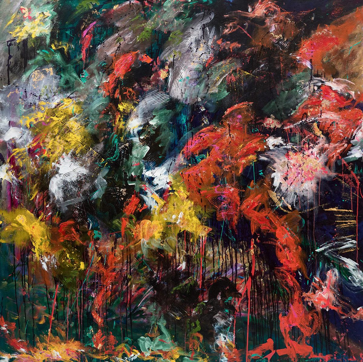 Barbara McGivern, Delirium, 1990-2016, acrylic and gold leaf on canvas