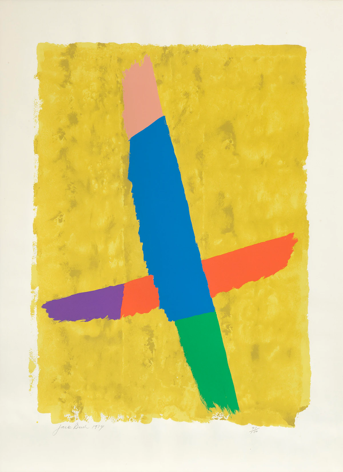 Jack Hamilton Bush, Cross Over, colour serigraph, 1974