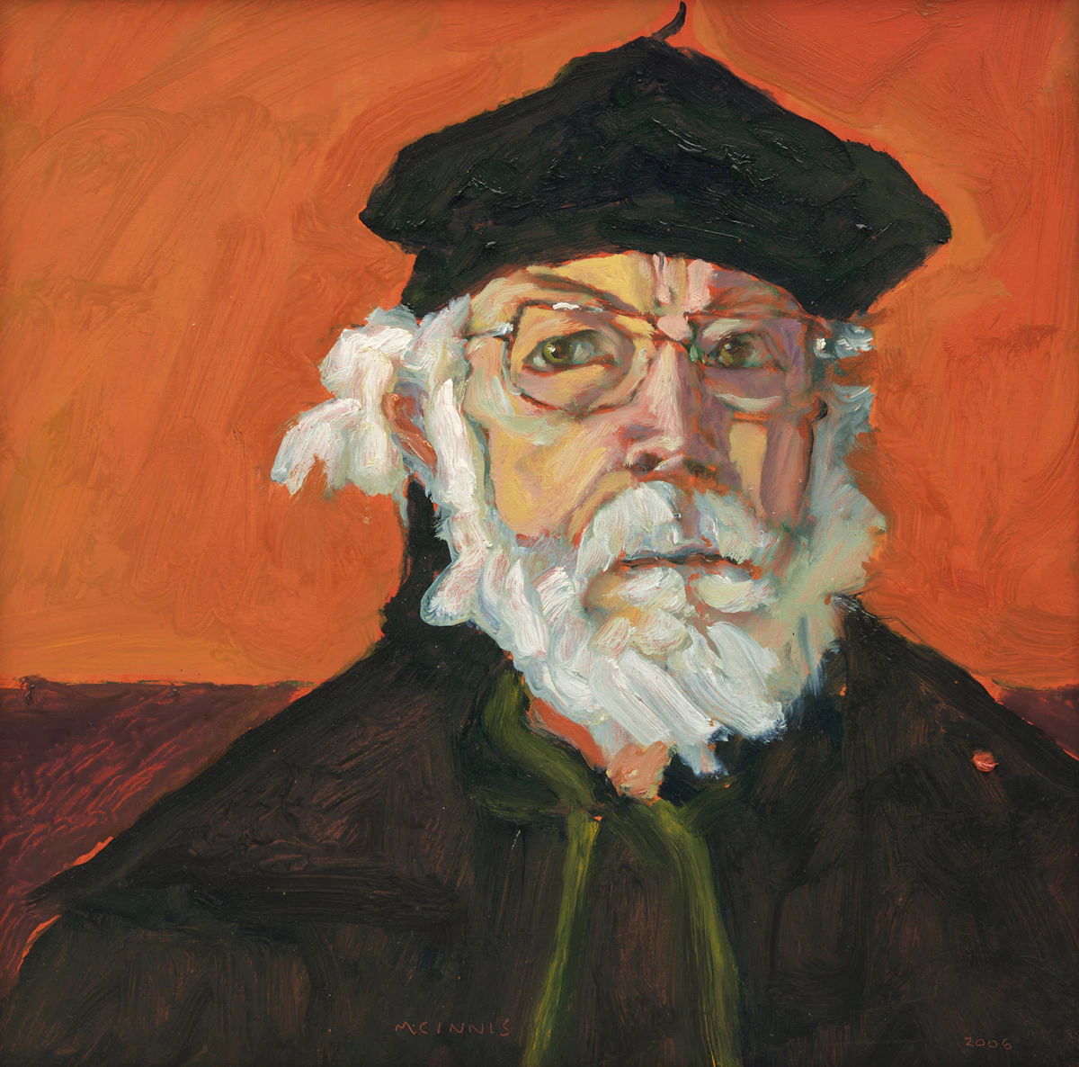 Robert Francis Michael McInnis, Portrait at Age 65, oil on board, 2006