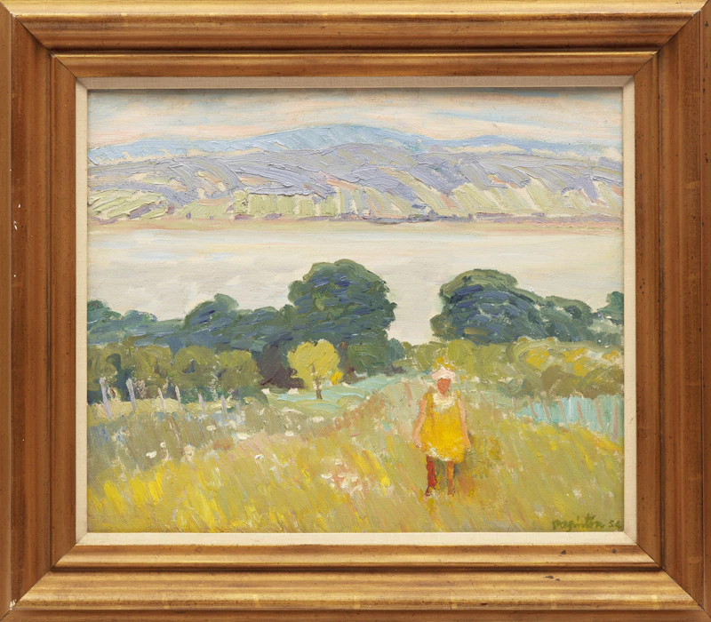 George Paginton, Girl with Yellow Dress, 1954, oil on canvas board - view 2