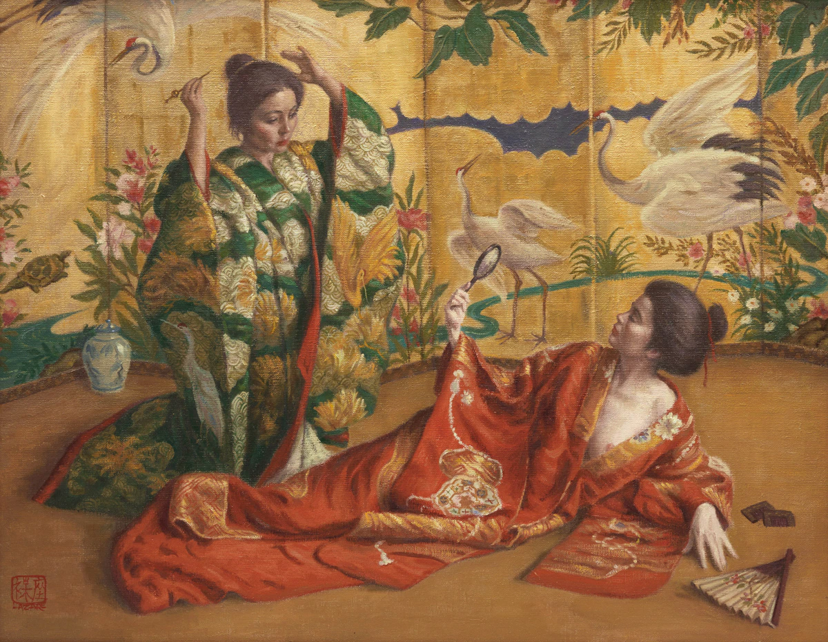 Gerald Lazare, Untitled (Two Female Figures at Rest), oil on canvas