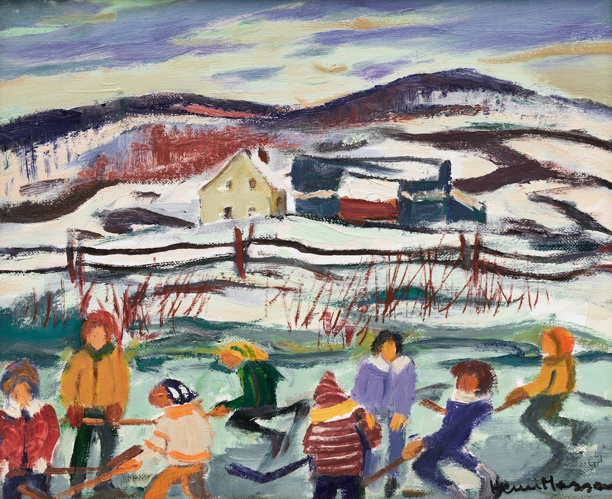 Henri Leopold Masson, Hockey on the Pond, oil on canvas