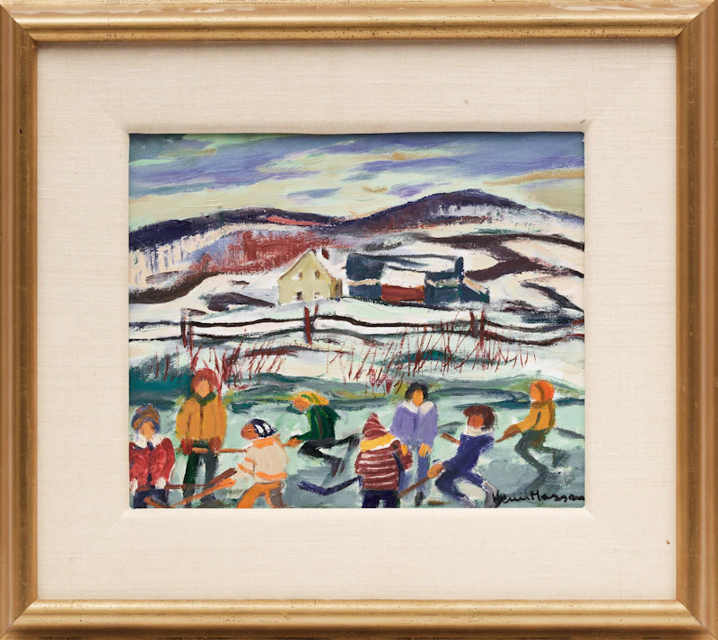 Henri Leopold Masson, Hockey on the Pond, oil on canvas - view 2
