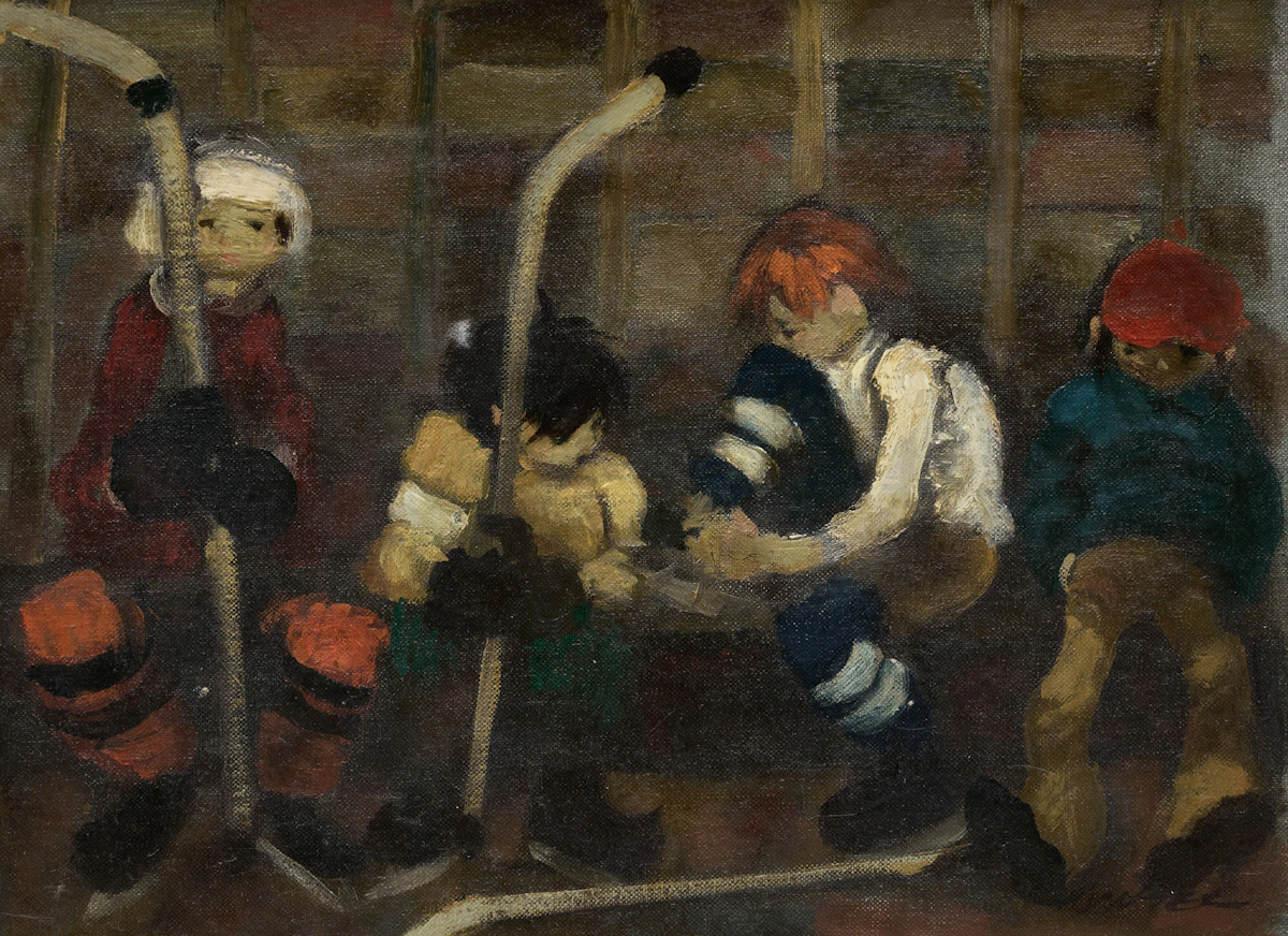 William Arthur Winter, Hockey Shack, oil on canvas board