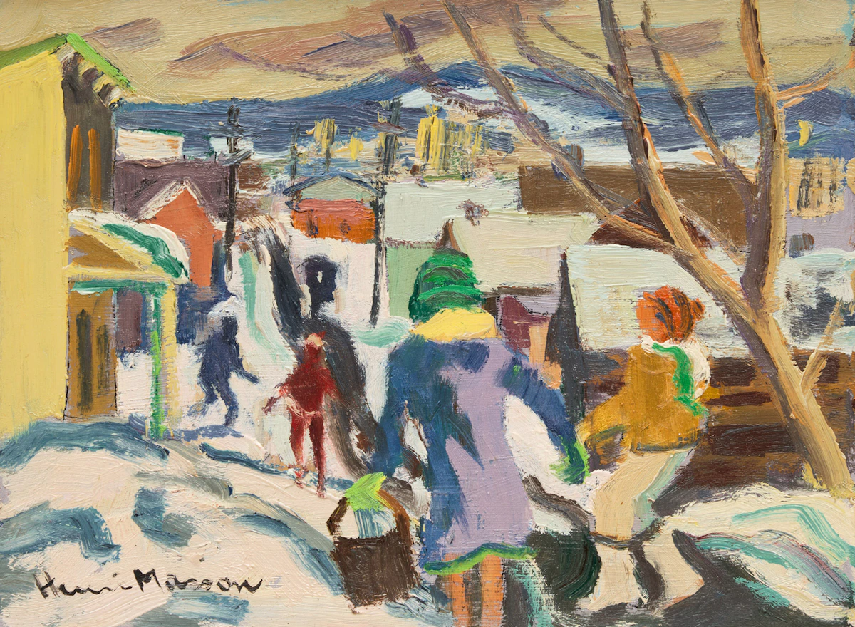 Henri Leopold Masson, On the Way to School, oil on board