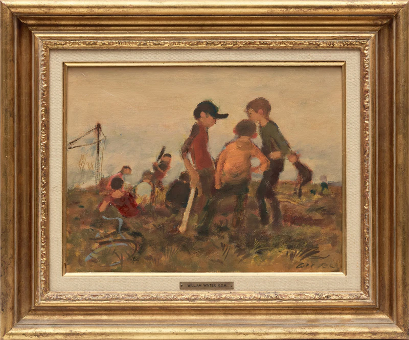 William Arthur Winter, Ball Players, oil on canvas board - view 2