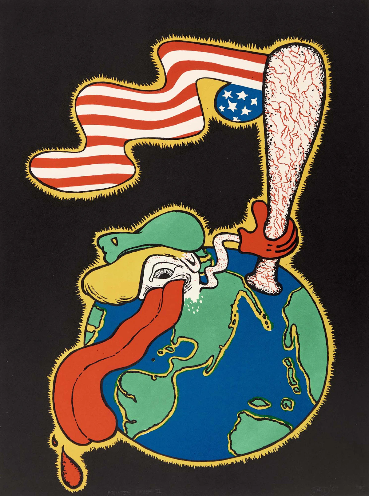 Peter Saul, World of America #2, colour lithograph, 1967
