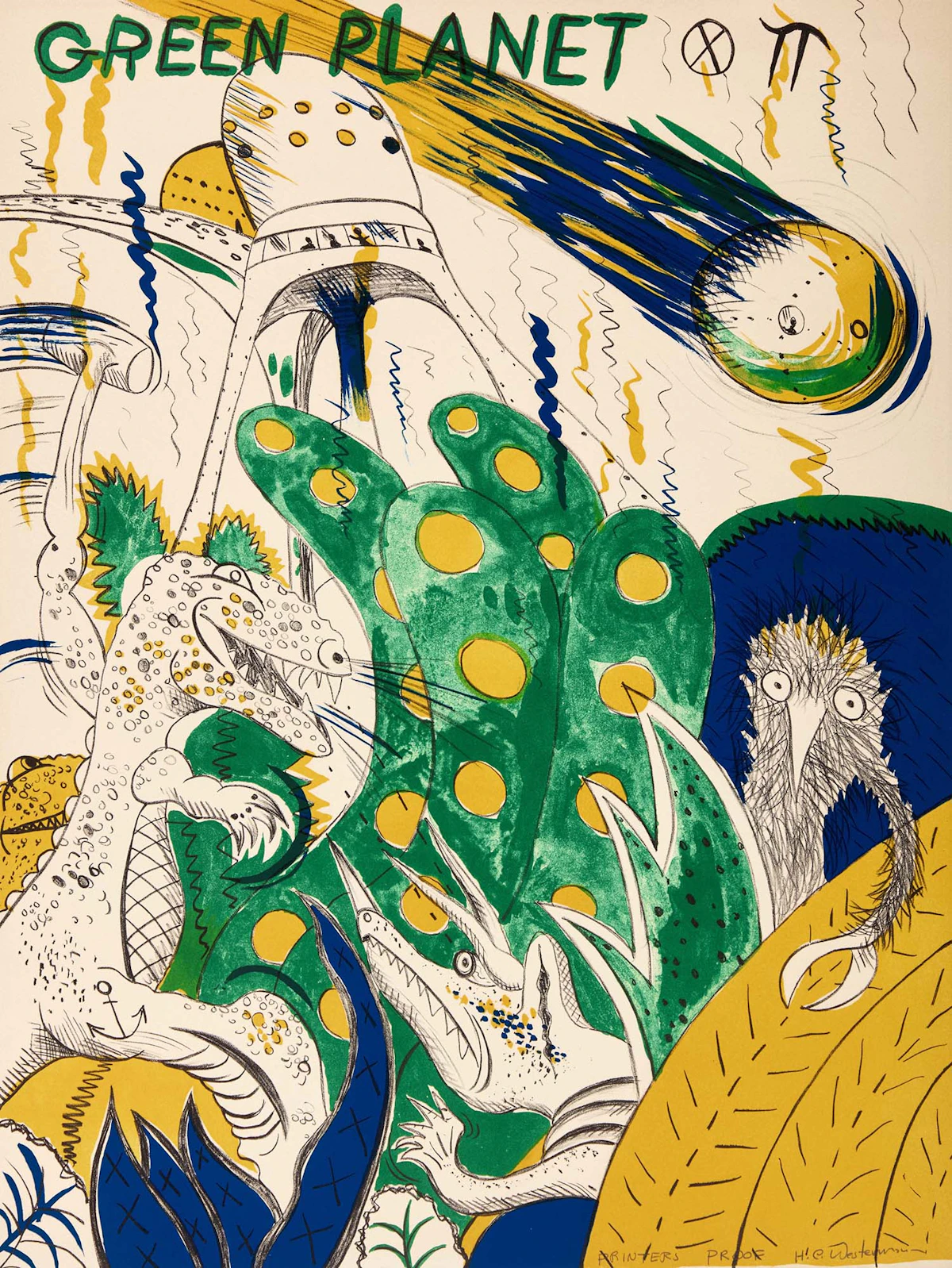 Horace Clifford Westermann, Green Planet, colour lithograph, 1967