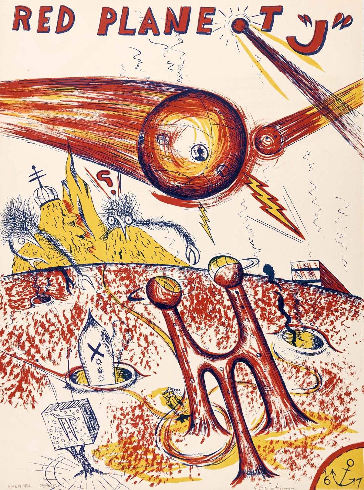 Horace Clifford Westermann, Red Planet "J", colour lithograph, 1967