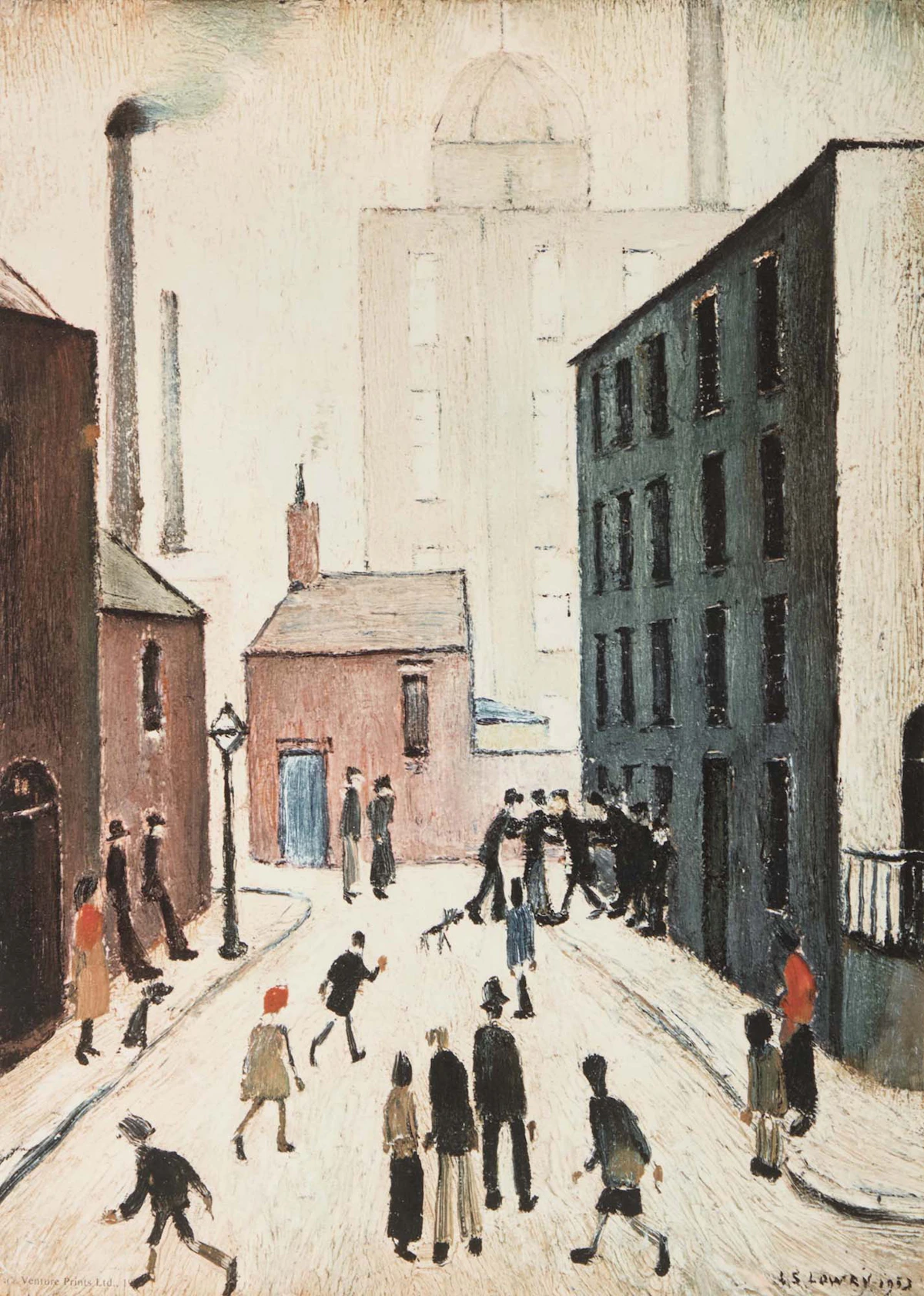 Laurence Stephen Lowry, Mrs Swindell's Picture, colour lithograph