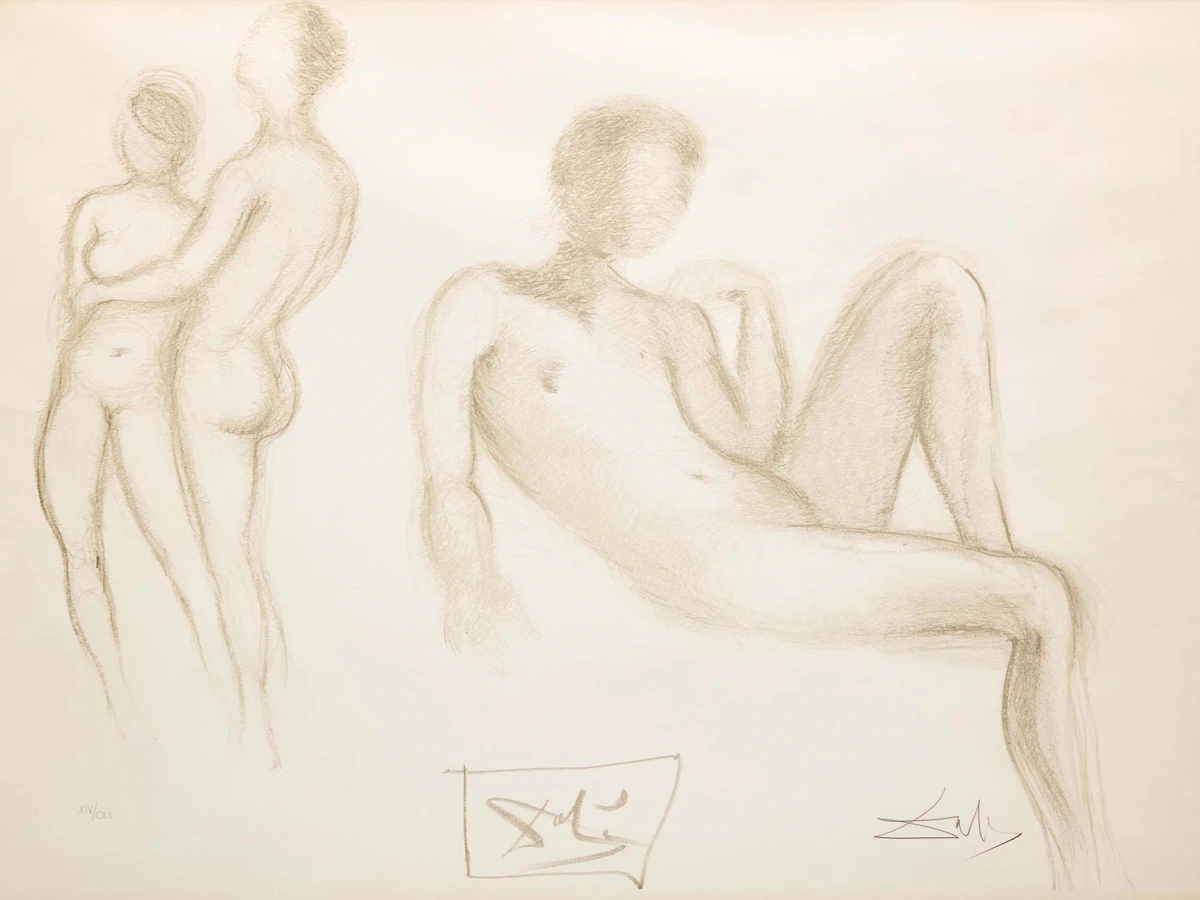 Salvador Dalí, Nude Couples (from Nudes Portfolio) (Field 70-8), lithograph