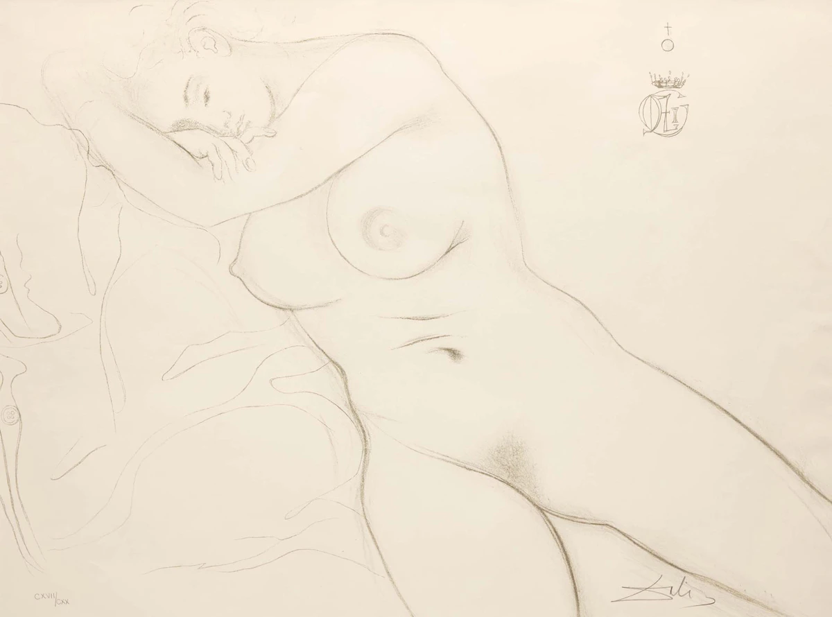 Salvador Dalí, Sleeping Nude (from Nudes Portfolio) (Field 70-8F), lithograph
