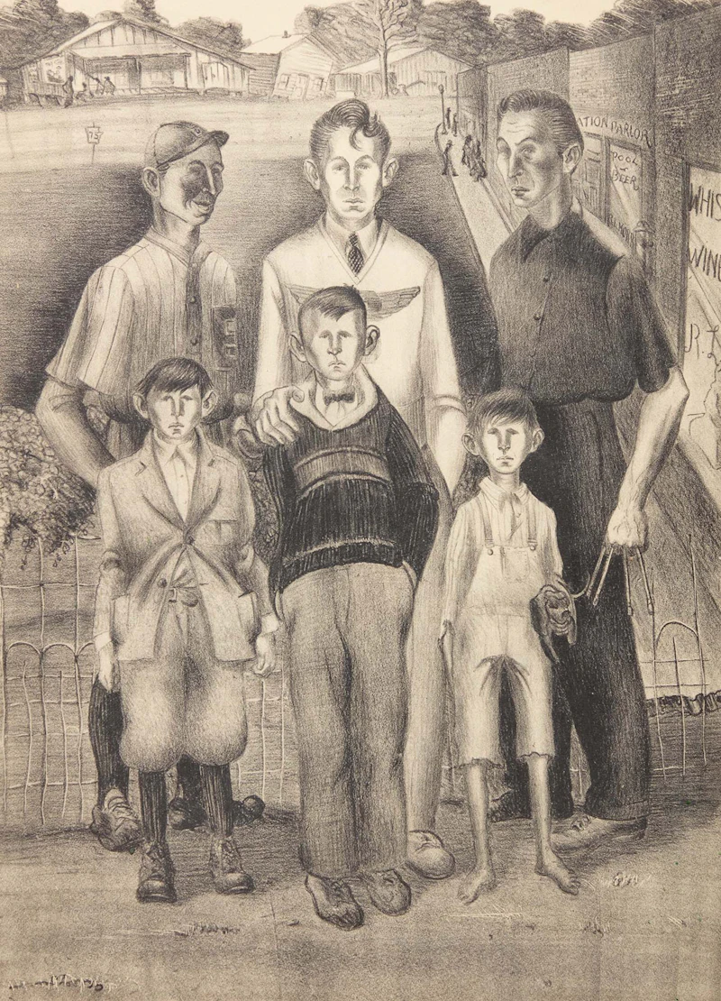 Carroll Cloar, Two Portraits: Hubert Beard and Group of Myselves, two lithographs - view 4