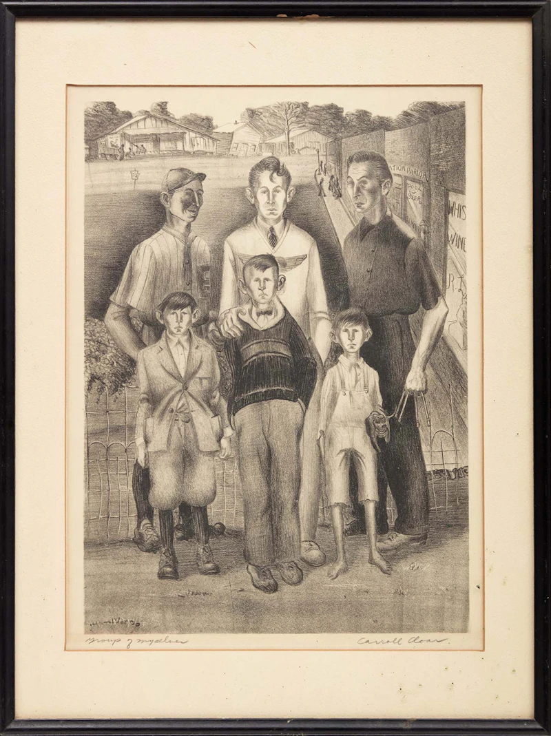 Carroll Cloar, Two Portraits: Hubert Beard and Group of Myselves, two lithographs - view 5