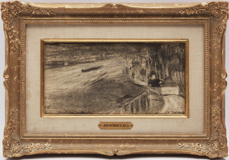 James Wilson Morrice, Riverside Promenade, black chalk on paper, circa 1890 - view 2