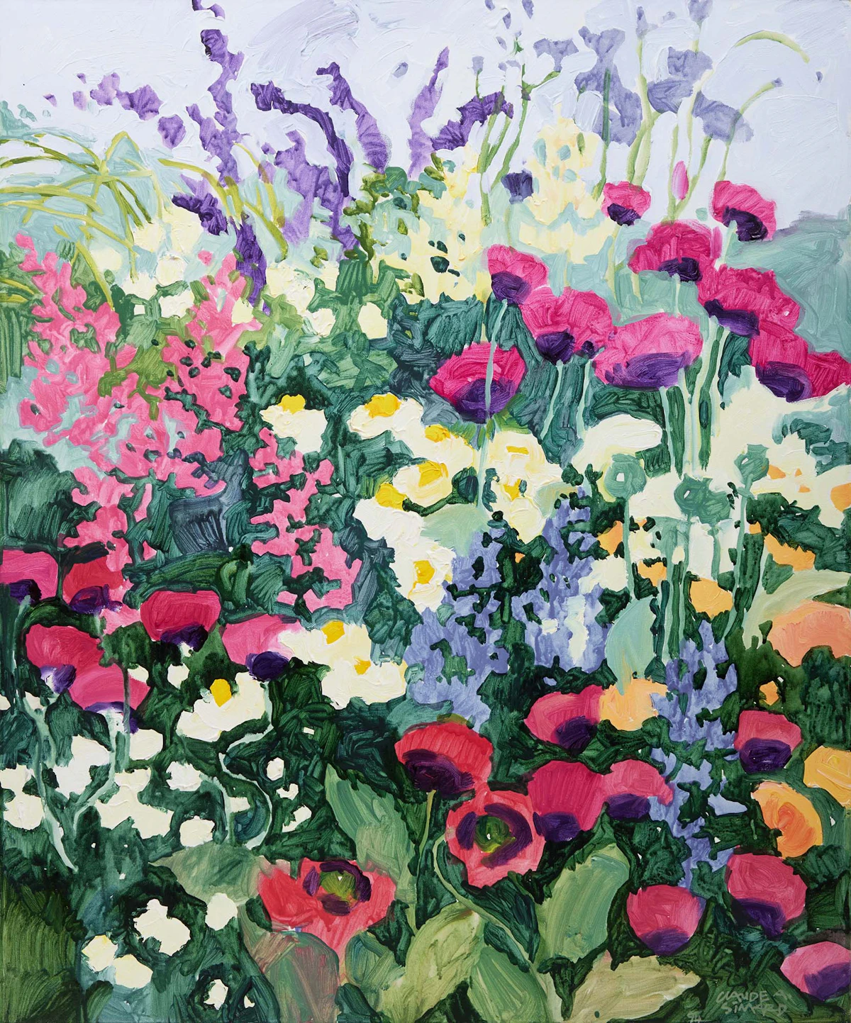 Claude A. Simard, En Jardin en plein été, acrylic on canvas, 1994