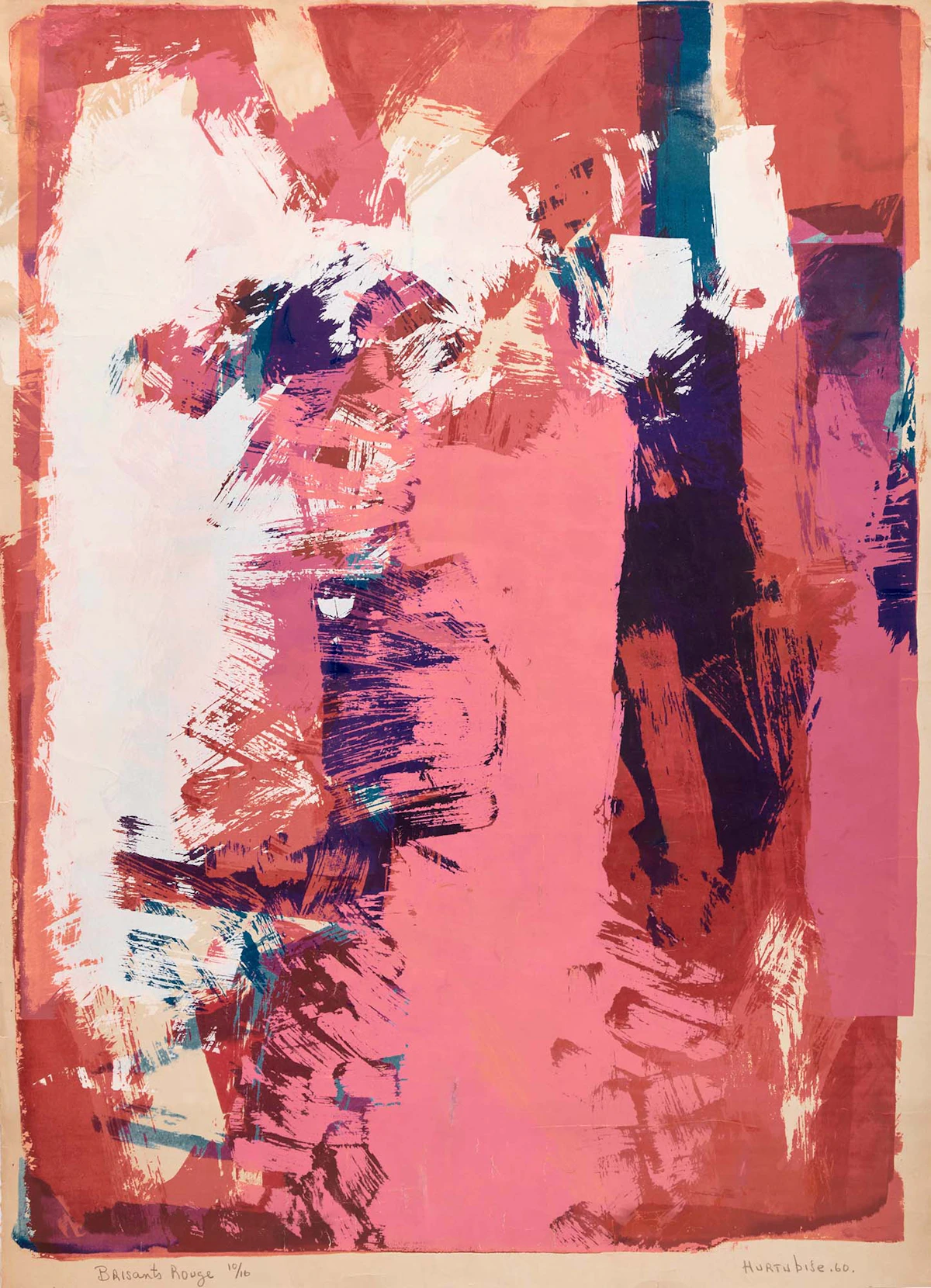 Jacques Hurtubise, Brisants Rouge, colour serigraph, 1960