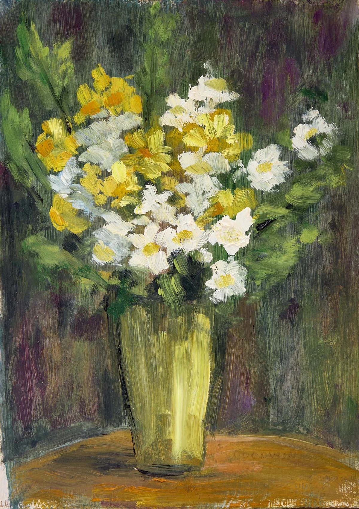 Betty Roodish Goodwin, Untitled (Flowers in a Vase), oil on board