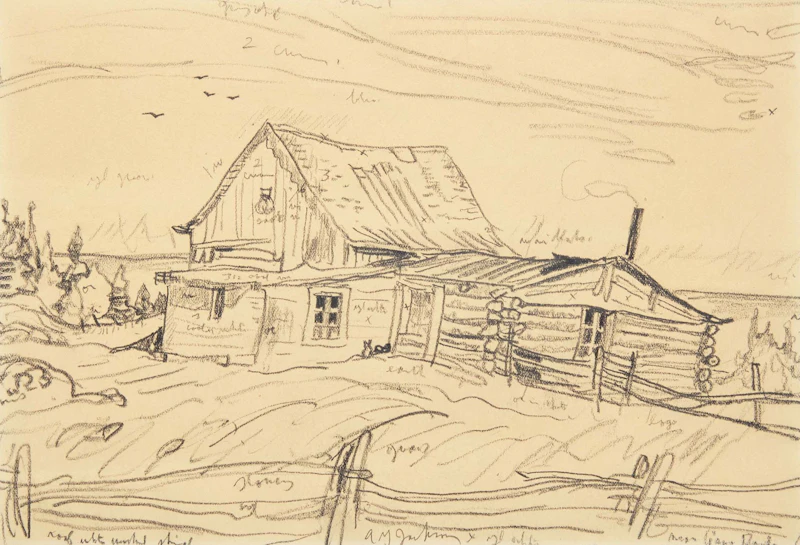 Alexander Young Jackson, Near Gros Roche, Quebec, pencil on paper