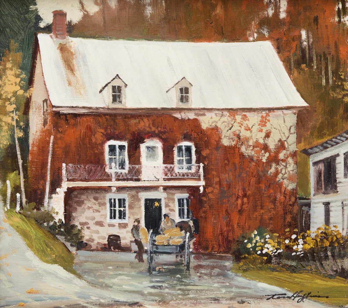 Ross Huggins, Renaud's Mill, Baie St-Paul, Que., 1982, oil on board