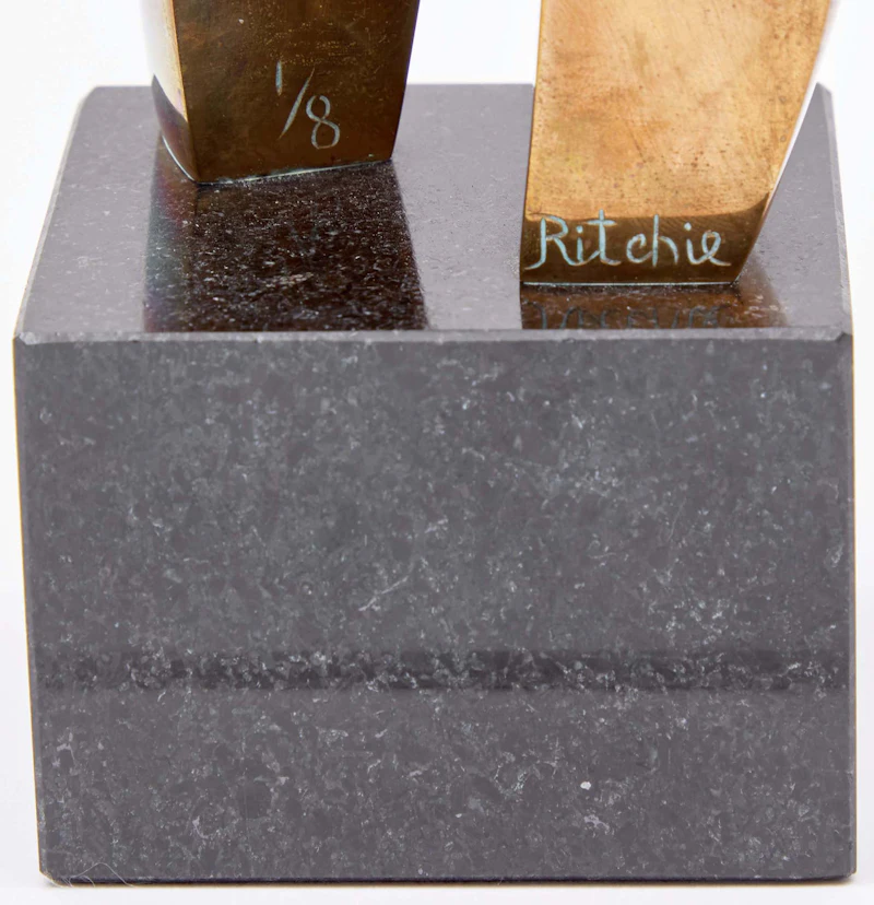 Jim Ritchie, Female Figure; Cubist Nude, bronze sculpture; pastel on paper - view 5