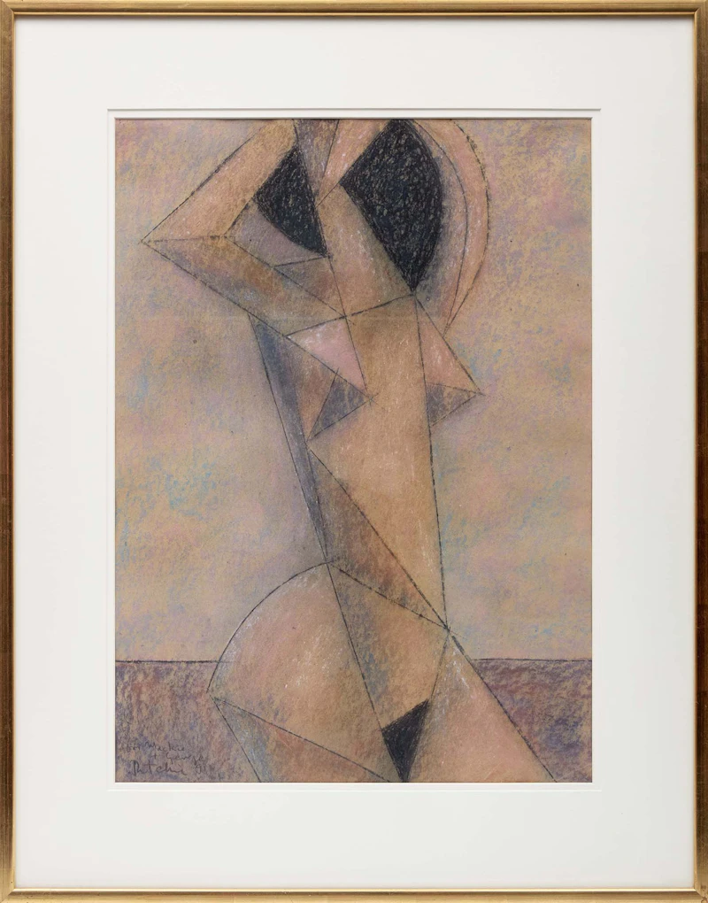 Jim Ritchie, Female Figure; Cubist Nude, bronze sculpture; pastel on paper - view 7