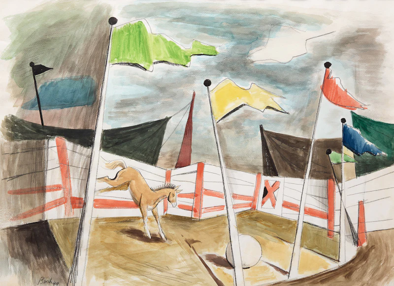 Jack Hamilton Bush, At the Fair #2 (Pony), 1949, watercolour and charcoal