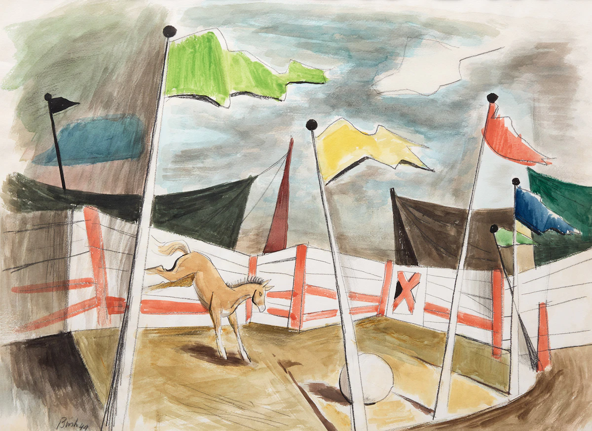Jack Hamilton Bush, At the Fair #2 (Pony), 1949, watercolour and charcoal