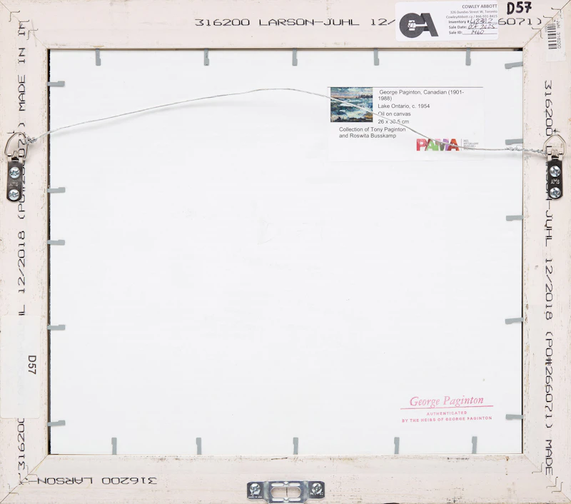George Paginton, Lake Ontario, 1954, oil on canvas - view 3